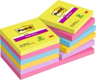 post it pack 12 blocs 90 hojas notas adhesivas 76x76mm super sticky colores surtidos ultra 654 12ssu