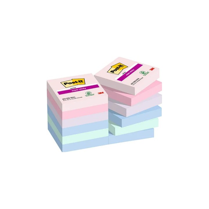 post it pack 12 blocs 90 hojas notas adhesivas 47,6x47,6mm super sticky coleccion soulful caja carto