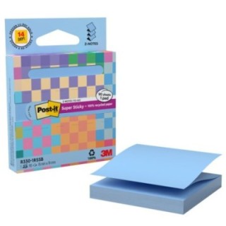 post it dispensador de carton 90 hojas z notes reciclado super sticky 76x76 mm azul lavado r330 1rss