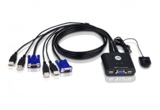 aten aten switch kvm formato cable vga usb de 2 puertos con selector remoto de puerto  cs22u at