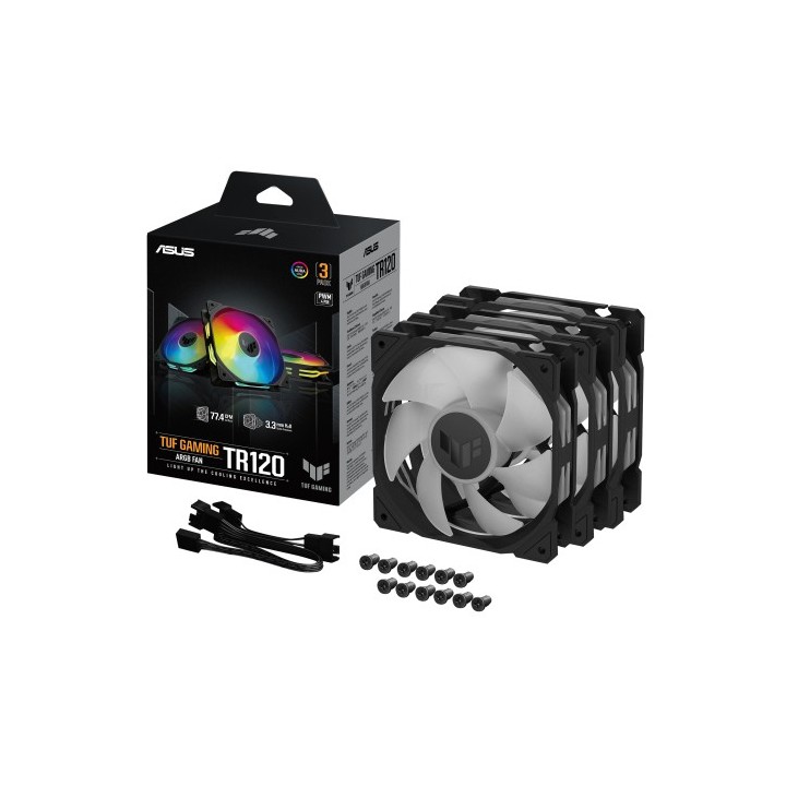 asus asus tuf gaming tr120 argb 3in1 black carcasa del ordenador refrigerador de aire 12 cm negro