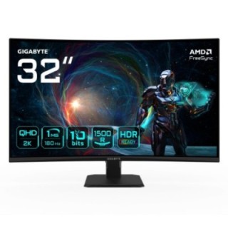 gigabyte gigabyte gs32qca 31.5" monitor curvo para gaming qhd   2560 x 1440, 180hz, 1ms, 250 cd/m2,