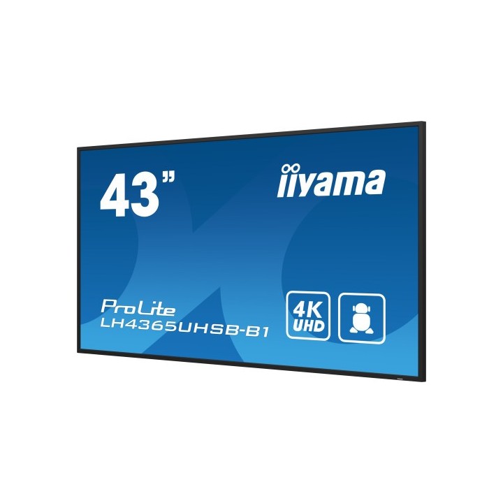 iiyama monitor iiyama 43" , uhd ips panel, haze 1%, 800cd/m, horiz y vert, signal failover, mm 2x 10