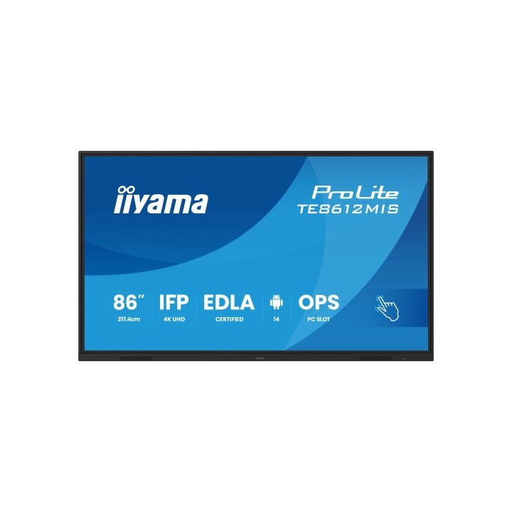iiyama monitor interactivo iiyama 86" edla, android 14, 8/128gb, 40 p,3840x2160,uhd,mm 2x 20w,vga,hd