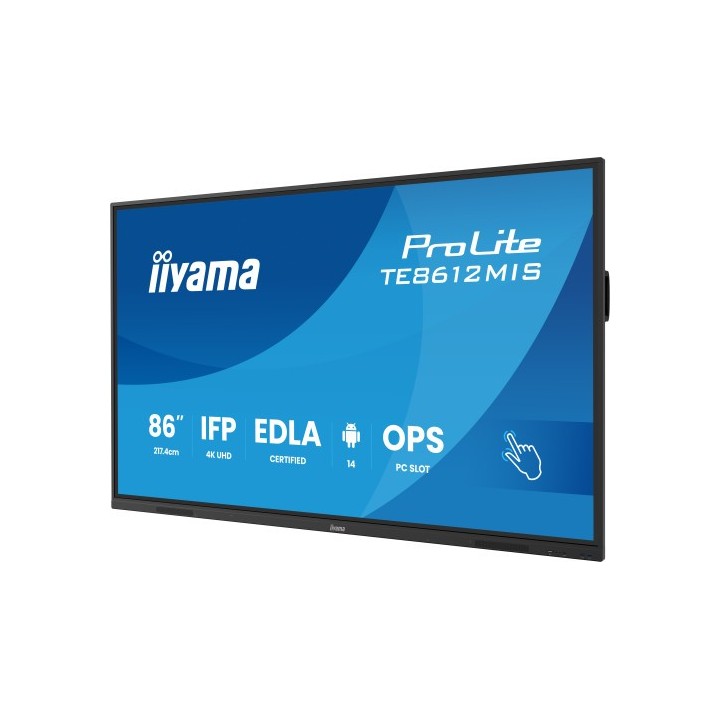 iiyama monitor interactivo iiyama 86" edla, android 14, 8/128gb, 40 p,3840x2160,uhd,mm 2x 20w,vga,hd