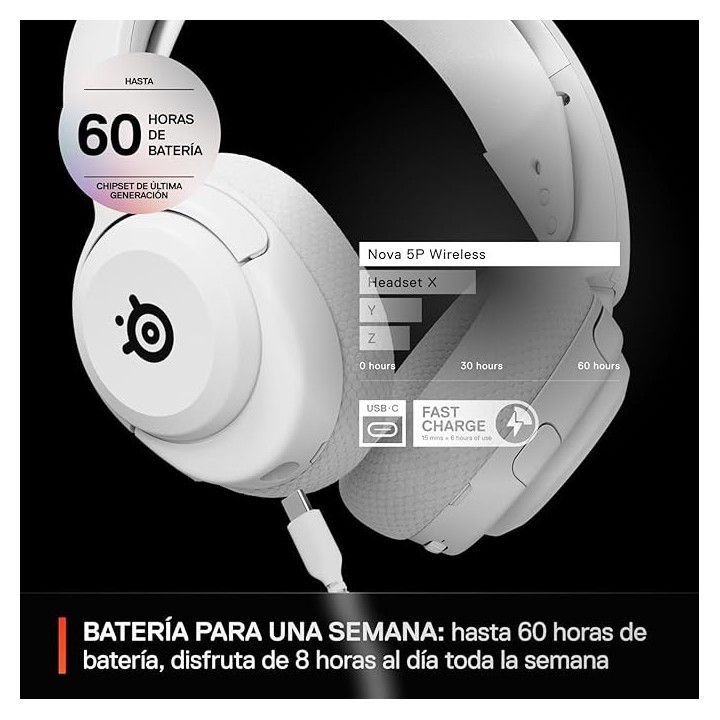 steelseries auriculares steelseries   arctis nova 5p blanco  61674