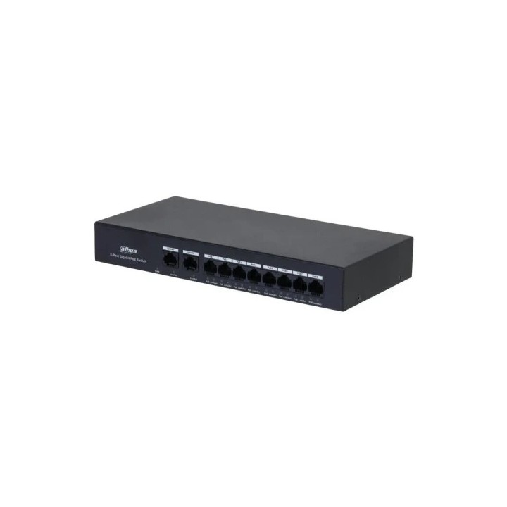 dahua  dh pfs3010 8gt 65  dahua switch 10 puertos, 8 puertos poe, 60w, hi poe, l2, unmanaged