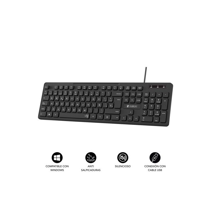 subblim subblim teclado ergonomico business slim silencioso con cable usb