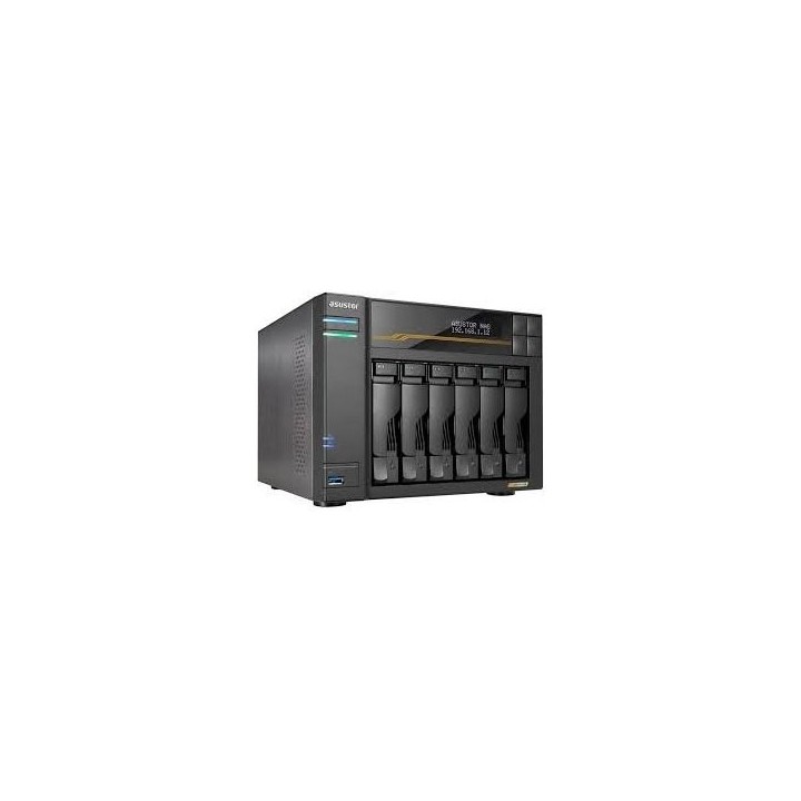 servidor nas asustor lockerstor 6 as6806t 6 bahias amd ryzen quad core 2.3ghz  16gb usb4 dual 10gbe