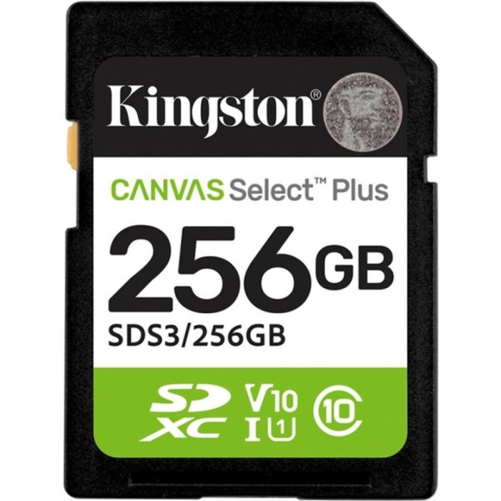 kingston tarjeta memoria sdxc 256gb kingston canvas select plus uhs   i clase 10