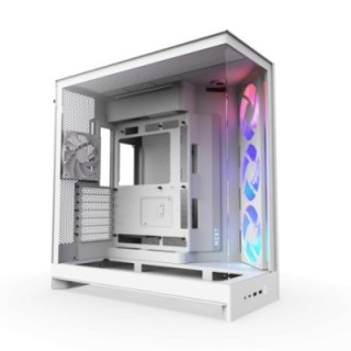 nzxt caja nzxt h9 flow rgb  2025  dual chamber mid tower case w/ rgb fans   all white