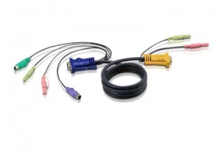 aten aten cable kvm ps/2 con audio y sphd 3 en 1 de 3 m  2l 5303p