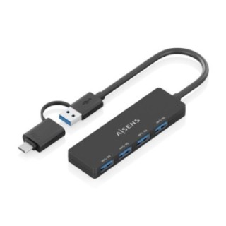 hub aisens usb 3.1 gen1 usb c/m y usb a/m 4xtipo a/h negro 15cm