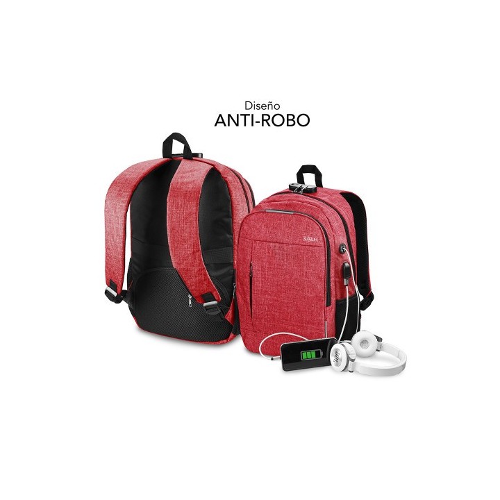 subblim subblim mochila para portatil urban lock backpack 16" red