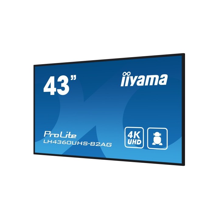 iiyama monitor iiyama 43" 3840x2160, uhd, 500cd/m2, mm 2x 10w, 3x hdmi, usb x2  v2.0 , wifi,  plug&p
