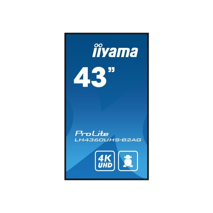 iiyama monitor iiyama 43" 3840x2160, uhd, 500cd/m2, mm 2x 10w, 3x hdmi, usb x2  v2.0 , wifi,  plug&p