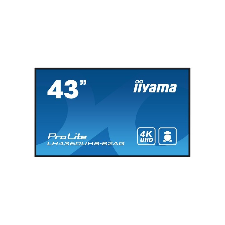 iiyama monitor iiyama 43" 3840x2160, uhd, 500cd/m2, mm 2x 10w, 3x hdmi, usb x2  v2.0 , wifi,  plug&p