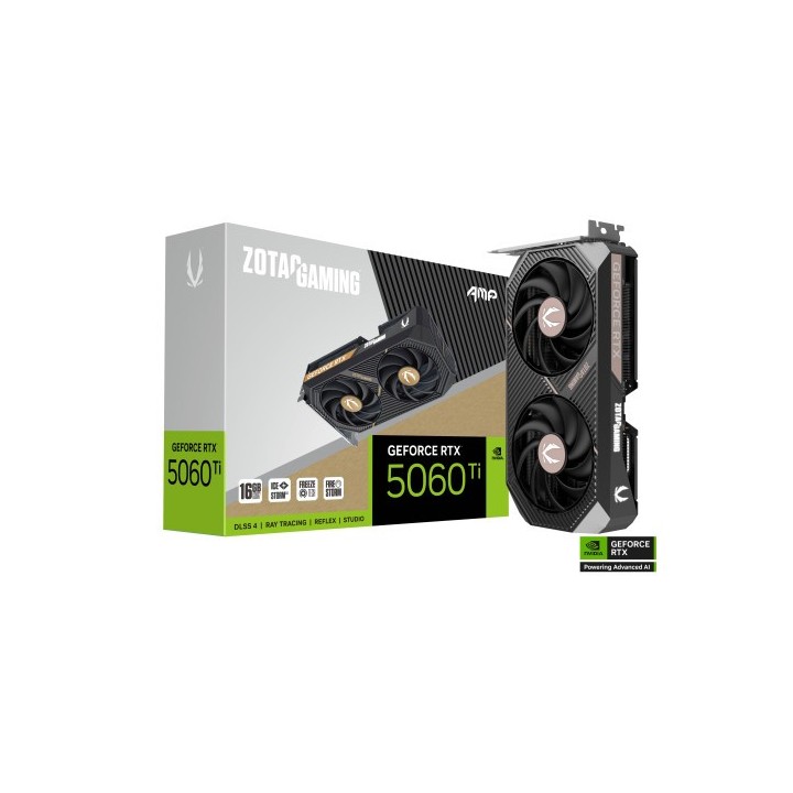 zotac vga zotac rtx 5060 ti 16gb amp,nv,rtx5060ti,16gb,gddr7,128bit,1hdmi+3dp,2 ventiladores  zt b50