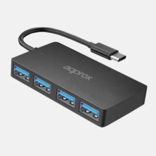 hub approx 4 puertos usb 3.0 a type c negro