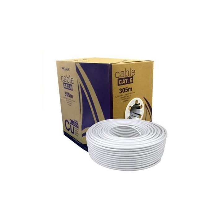 phasak bobina cable red solido phasak utp cat.6 awg24 305m gris phr 652