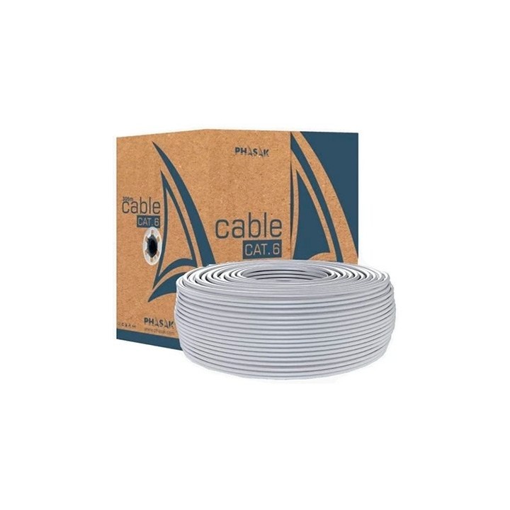 phasak bobina cable red solido phasak utp cat.6 awg23 cca 100m gris phr 6100