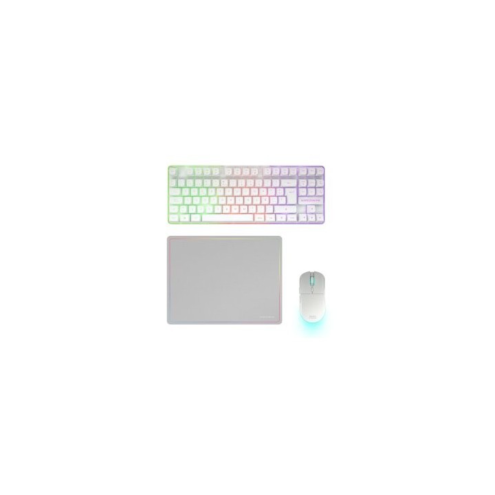 teclado mouse y alfombrilla mars gaming mcpwtkles blanco frgb rainbow 3200dpi