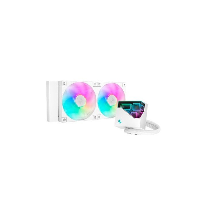 disipador ref liquida deepcool lt240 white argb 2 ven 120mm argb multisocket bloque argb 1700