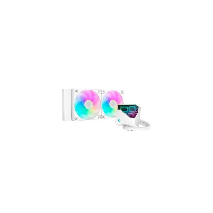 disipador ref liquida deepcool lt240 white argb 2 ven 120mm argb multisocket bloque argb 1700