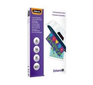 paq. 100 fundas plastif. fellowes 80mic a3 mate