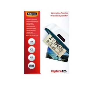 paq. 100 fundas plastificar fellowes 125mic a4 mate