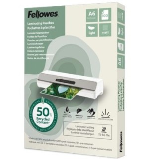 c. 100 fundas fellowes a6 50% recicl. mate