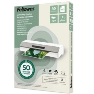 c. 100 fundas fellowes a5 50% recicl. brillo