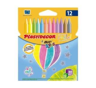 estuche 12 ceras bic plastidecor pastel stdo