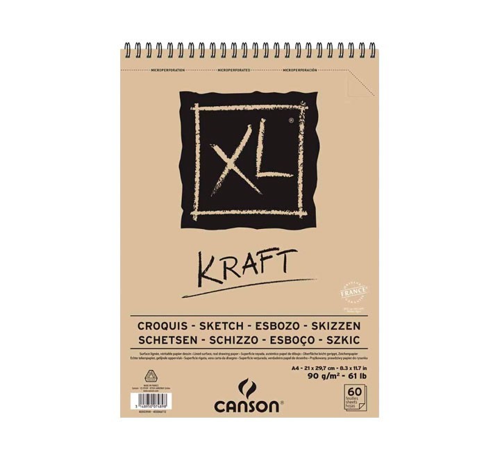 bloc bocetos canson xl kraft a4 60h 90gr beige