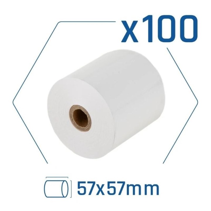 pack 100 rollos papel t?rmico sin bpa 57x57mm