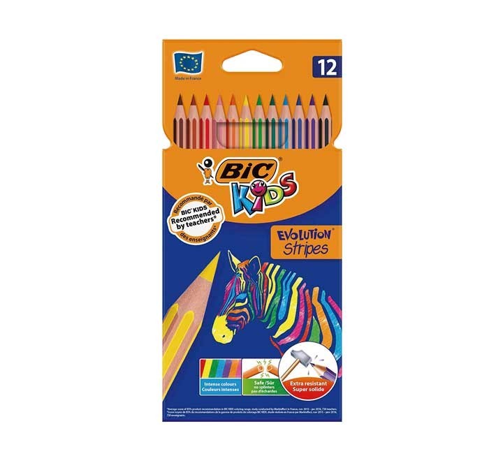 est. 12 lapices colores bic evol. stripes stdo