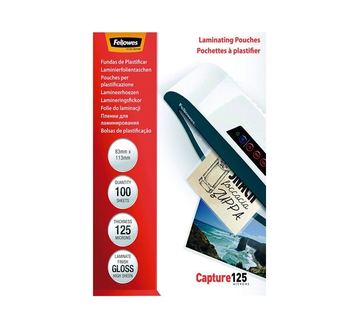 paq. 100 fundas plastificar fellowes 125mic 83x113