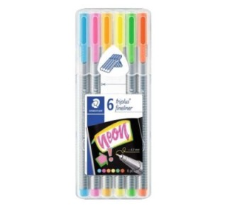 est. 6 rot. staedtler trip. fineliner 334 std neon