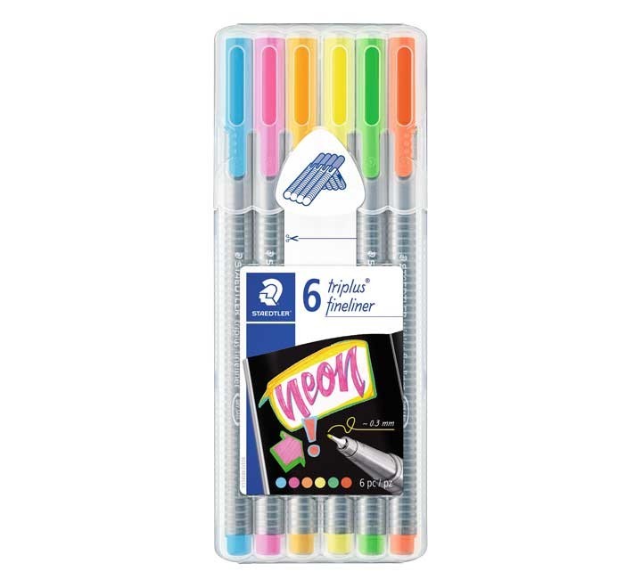 est. 6 rot. staedtler trip. fineliner 334 std neon