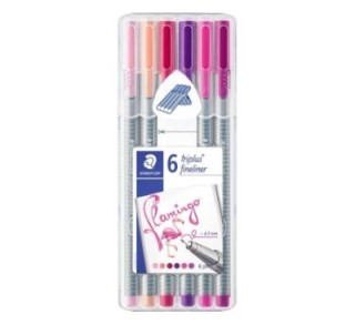 est. 6 rot. staedtler trip. fineliner 334 flamingo