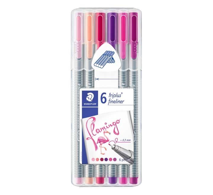 est. 6 rot. staedtler trip. fineliner 334 flamingo
