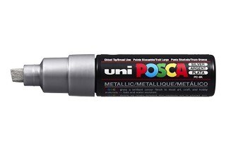 marcador uni ball posca pc8k 8.0mm plata metalico