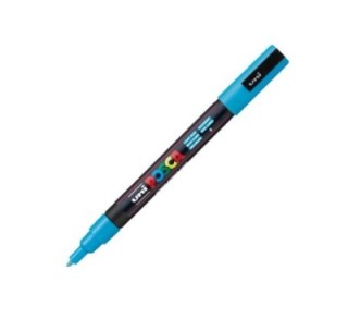 marcador uni ball posca pc3m 0.9 1.3mm azul claro