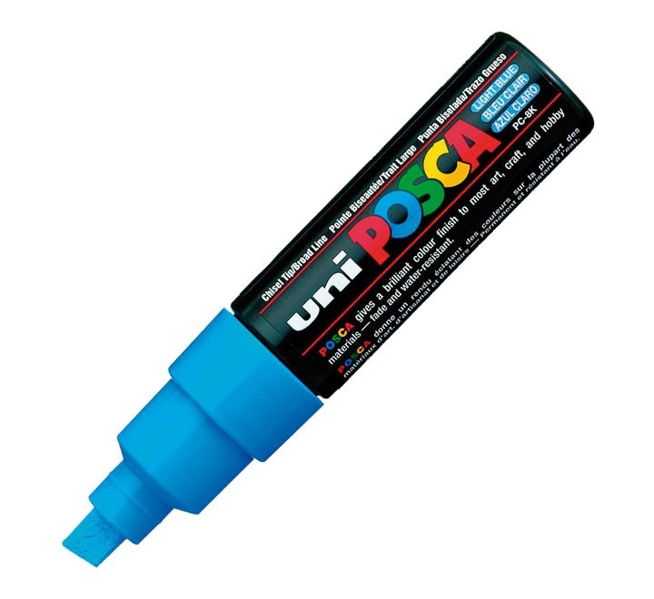 marcador uni ball posca pc8k 8.0mm azul claro