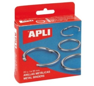 caja 20u anillas apli metalicas 38mm 00454