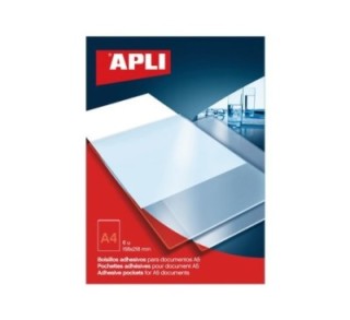 pack 6 bolsillos etiq. apli adh. transp. 220x305mm