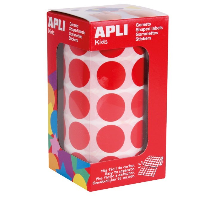 rollo gomets apli circulo 20mm rojo