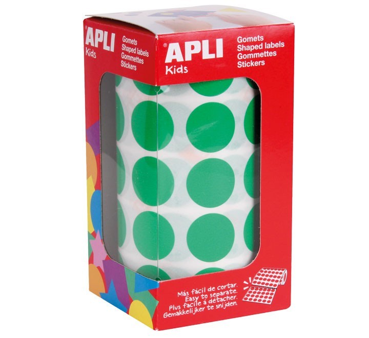 rollo gomets apli circulo 20mm verde