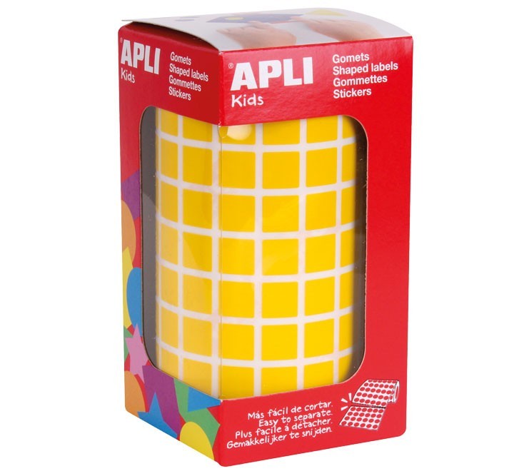 rollo gomets apli cuadrado 10mm amarillo 4871
