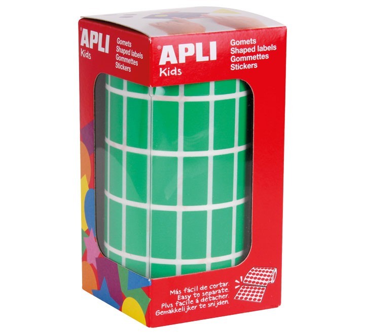 rollo gomets rectangulares apli 20x10mm verde 4886